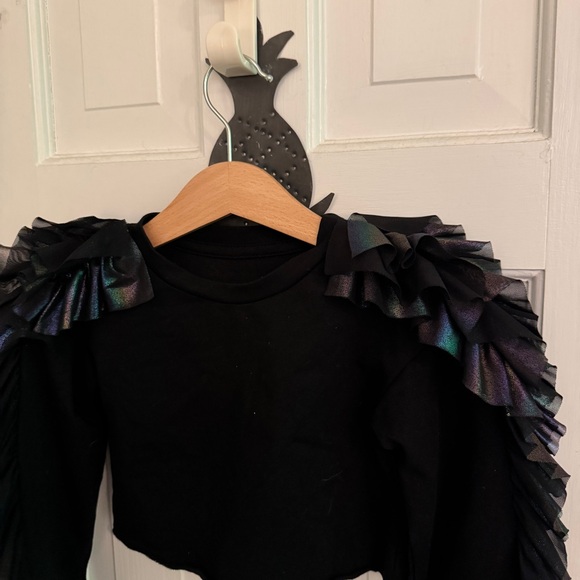 Black Ruffled Kids Top - Picture 3 of 4